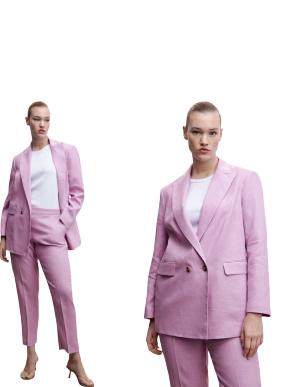 Mango Violet Colour Linen Suit Set